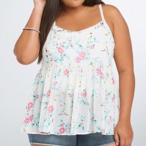 Torrid sheer tank top with birds and flowers